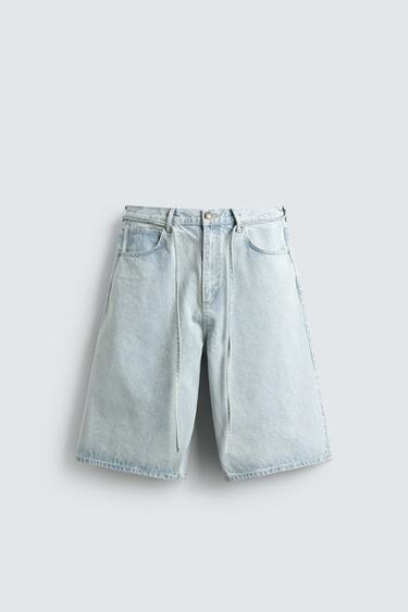 JORTS DENIM BAGGY FIT BORDADOS - Azul claro de Zara