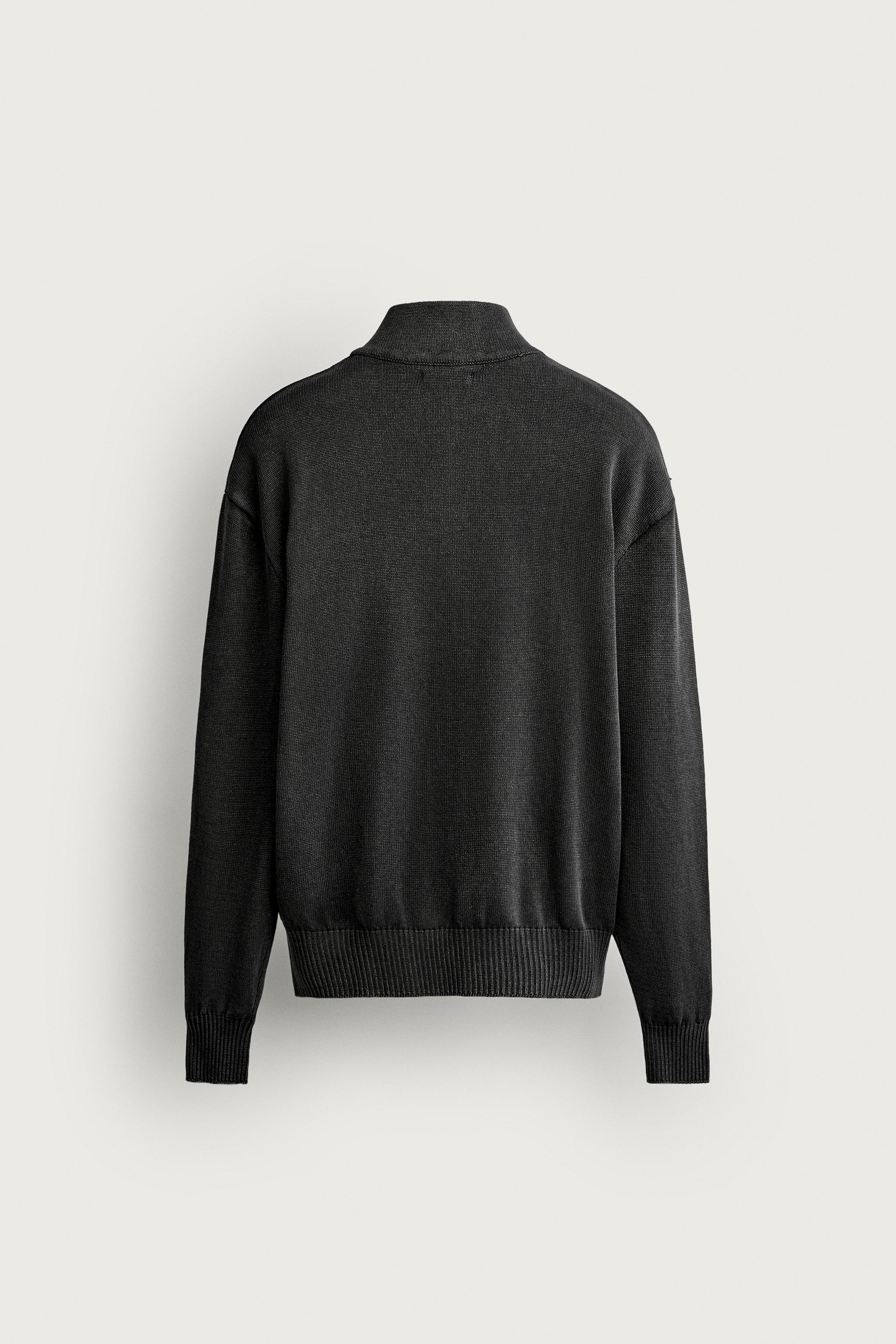 トップス ATTACHED COLLAR CARDIGAN WASHED ZIP CARDIGAN - Negru | ZARA România