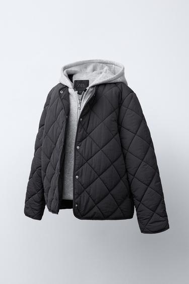 VESTE REMBOURRÉE SWEAT À CAPUCHE - Gris anthracite de Zara - Image 1