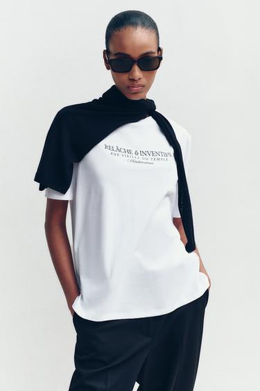 FRONT TEXT TOP - White by Zara