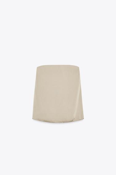 TOP SATINÉ BUSTIER - Beige / Vert de Zara - Image 0