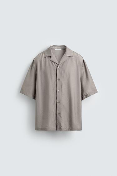 RELAXED FIT FLOWING SHIRT - Light mink by Zara