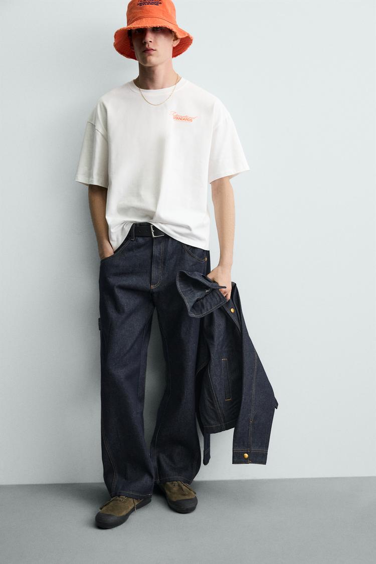 ZARA CONTRAST SLOGAN PRINT T-SHIRT