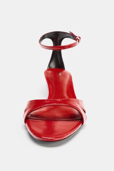 LEATHER STRAP SANDALS - Red by Zara - Image 5