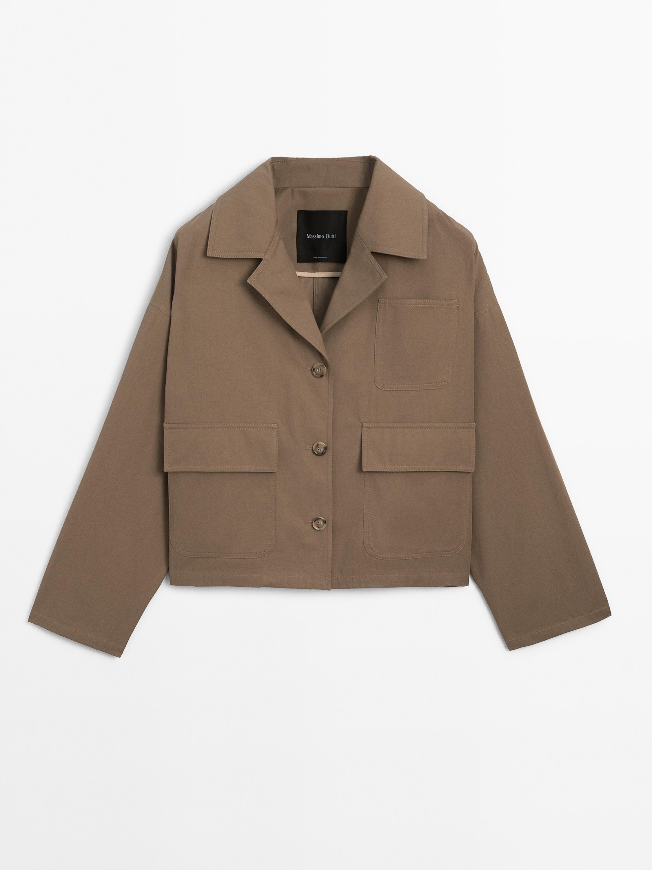 100% cotton short cape jacket - Stone | ZARA United States 100% cotton short cape jacket - Stone | ZARA United States