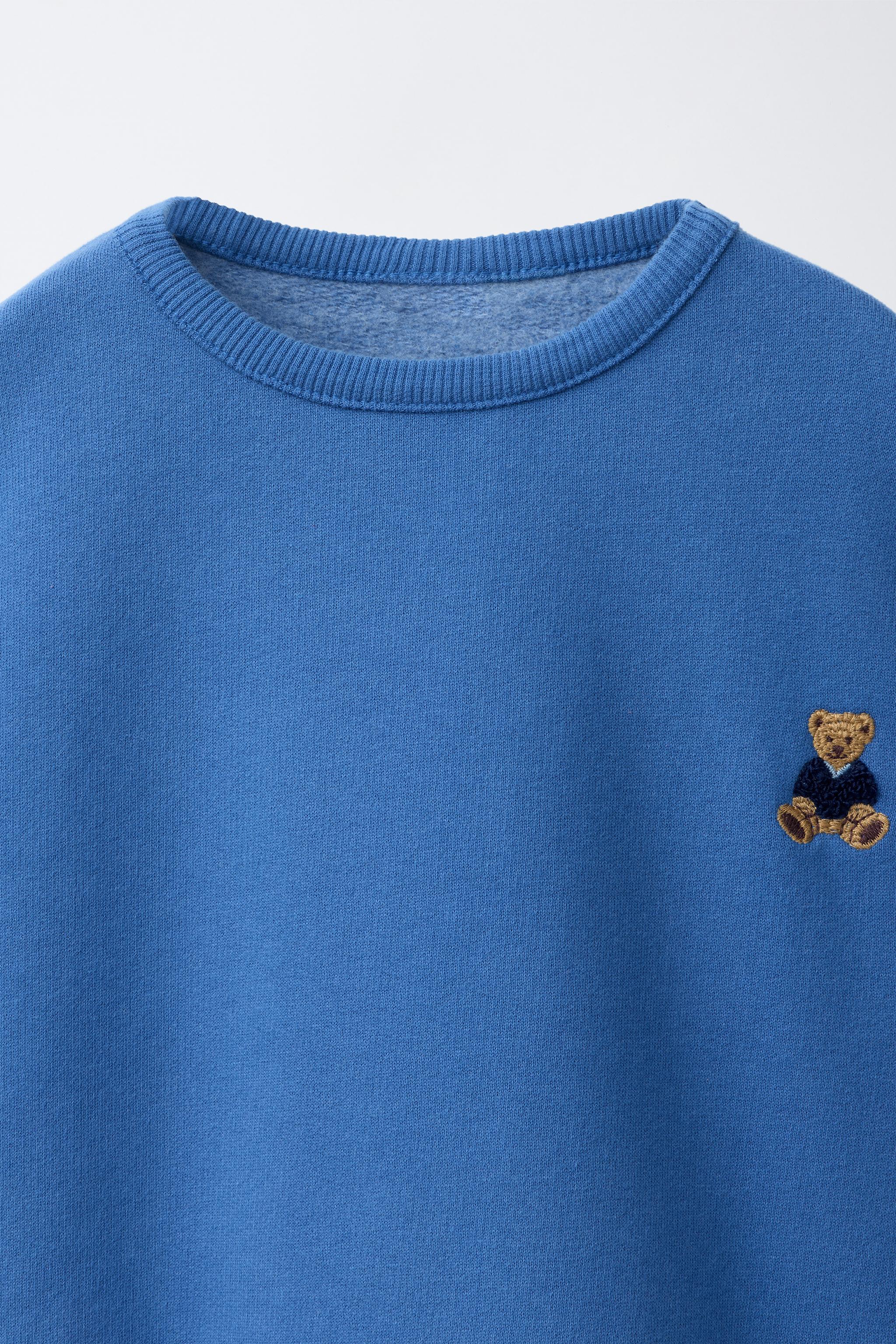 Детские худи Zara EMBROIDERED BEAR SWEATSHIRT — фото 4