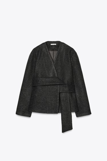 BELTED JACKET - Grey marl by Zara
