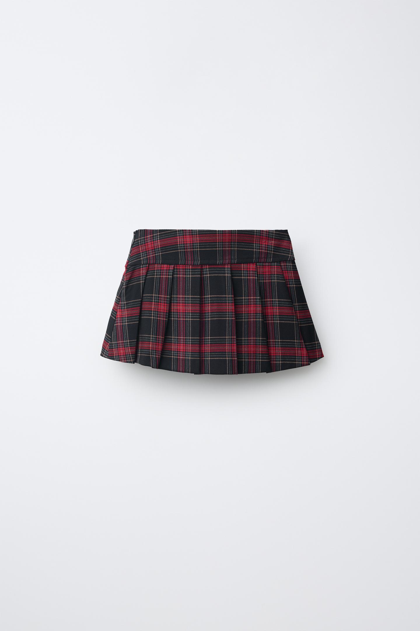Детская юбка Zara Plaid Pleated Buckle, цвет: Тёмно-синий — фото 2