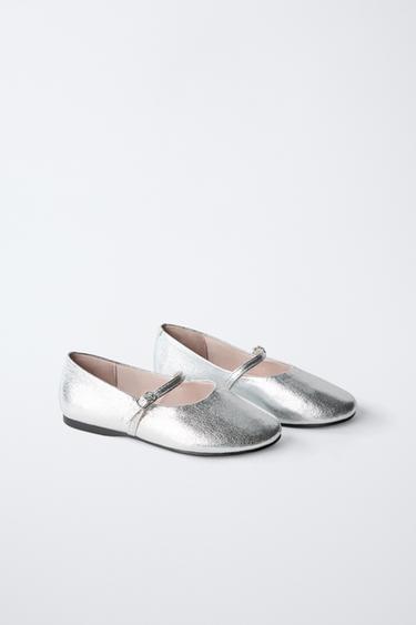 METALLIC BALLERINAS - Silver by Zara
