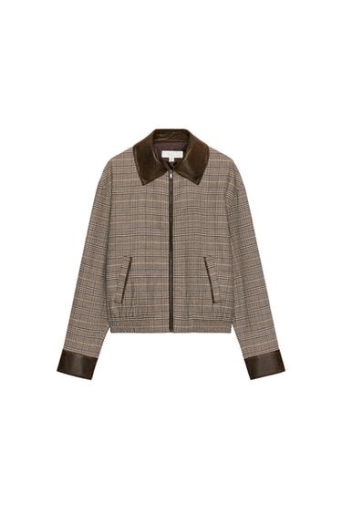 CHAQUETA BOMBER COMBINADA CUADROS - Marrón-Azul de Zara
