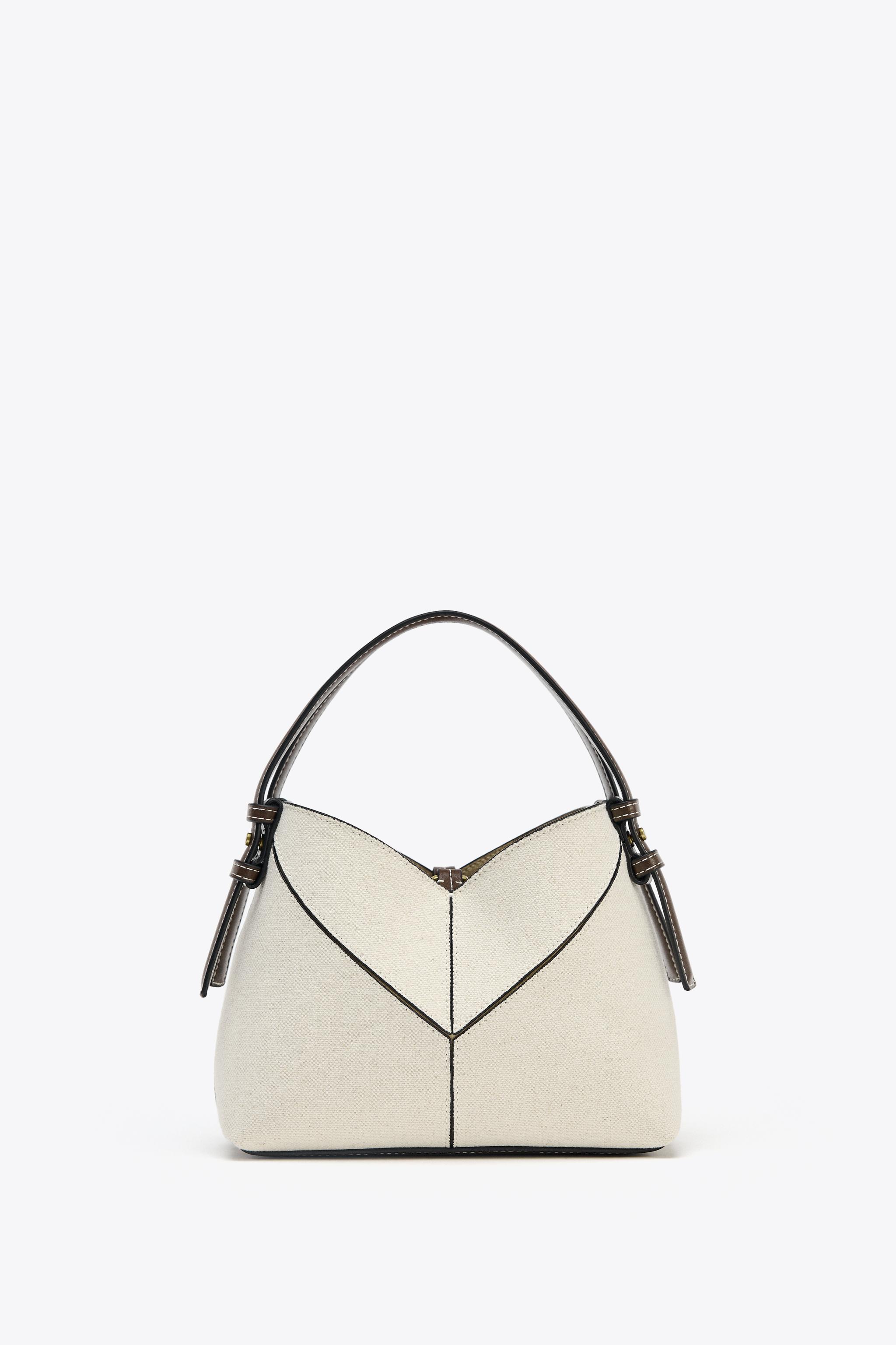 ZARA【NEW】CONTRAST CANVAS MINI TOTE BAG CONTRAST CANVAS MINI SHOPPER - Ecru | ZARA United States