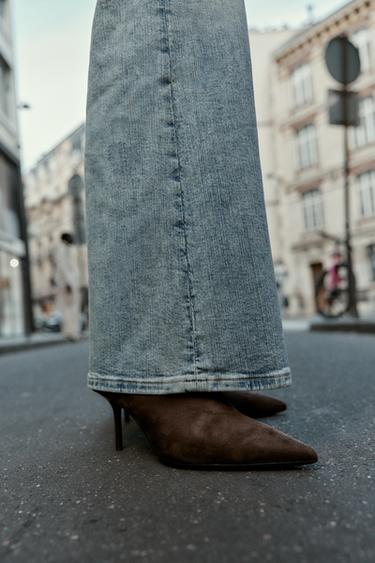 Zara SOFT THIN HEEL ANKLE BOOTS - Gray