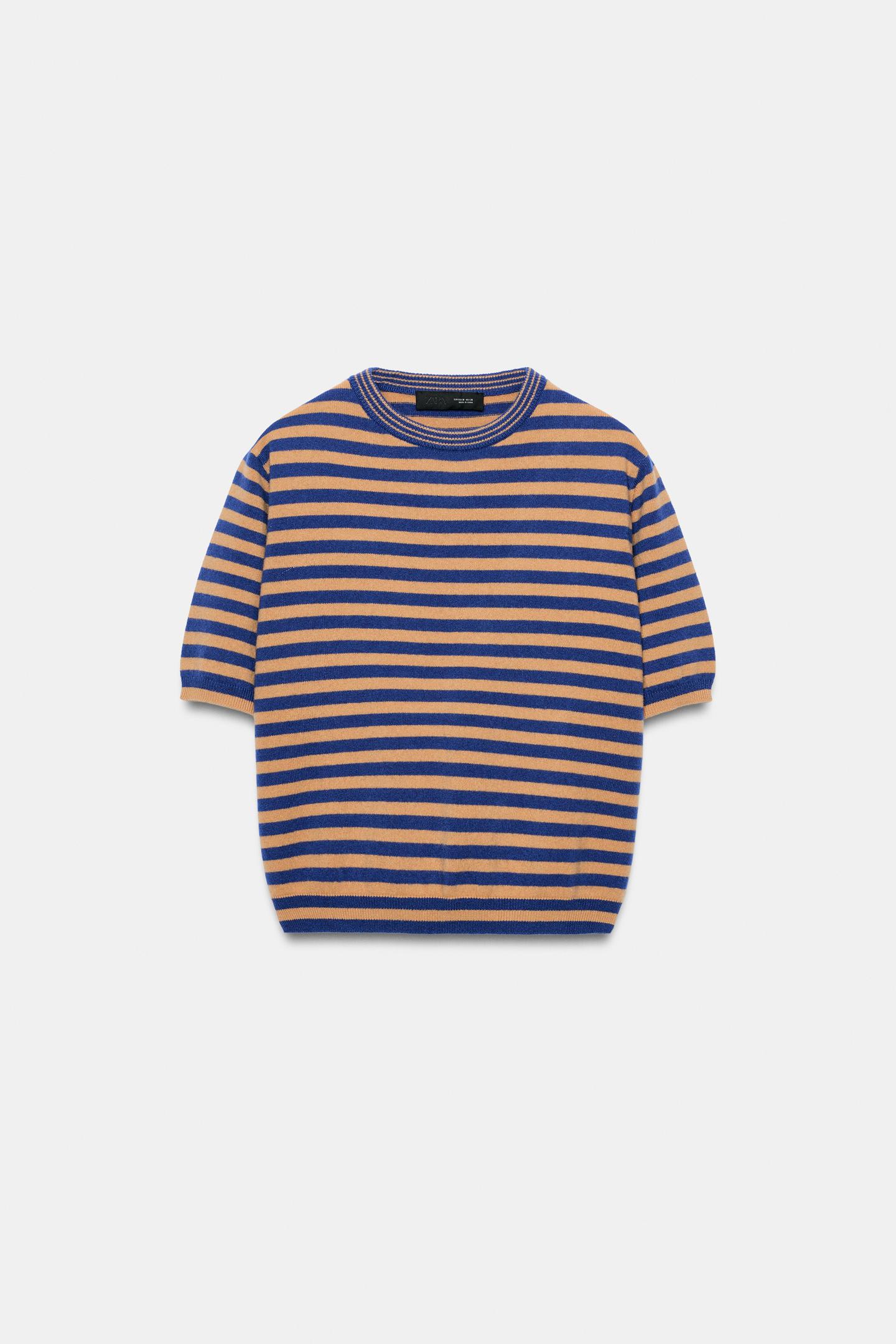 Женский свитер Zara Short-Sleve Striped 100% Wool Jumper, цвет: Only One — фото 3
