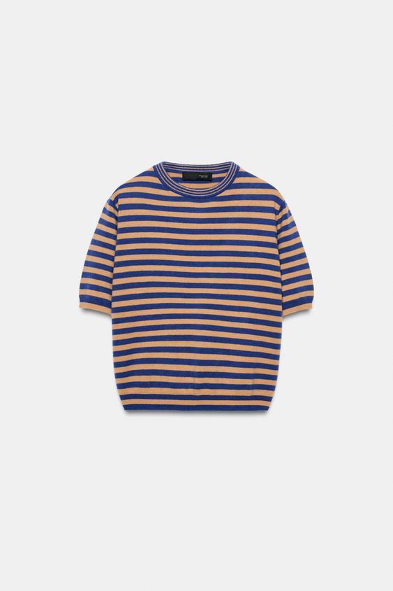 PULL 100 % LAINE rayures MANCHES COURTES - unique de Zara - Image 2