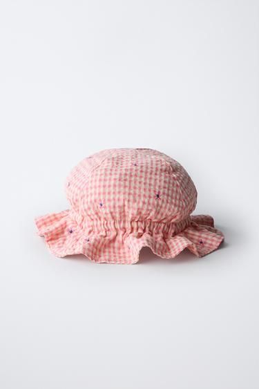 GINGHAM CHECK HAT WITH FLORAL EMBROIDERY - Pink by Zara - Image 2