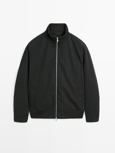 Zara Peach-effect jacket with elbow patch details - Navy blue