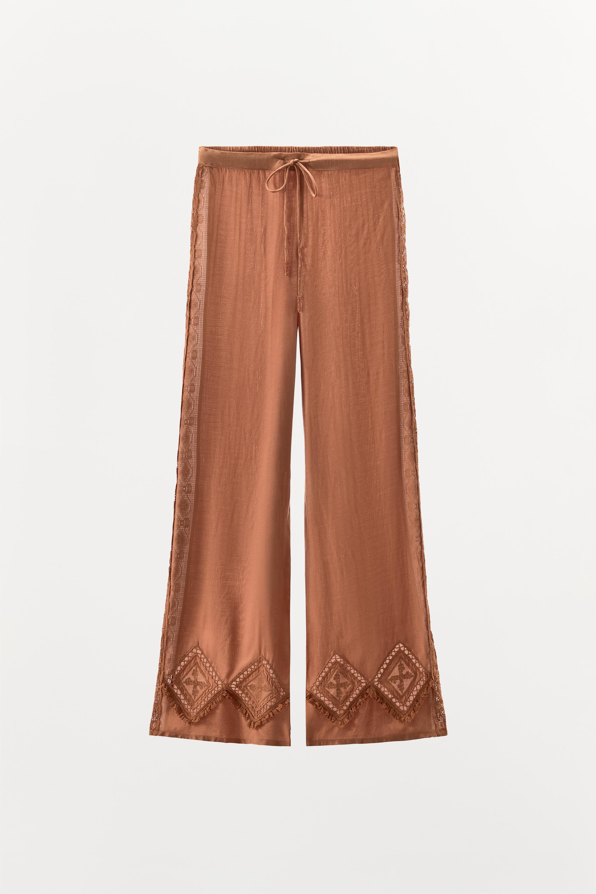 ZARA ギピュールレース付きプリントパンツ 3564/367 GUIPURE TRIM PRINTED PANTS - Multicolored | ZARA United States