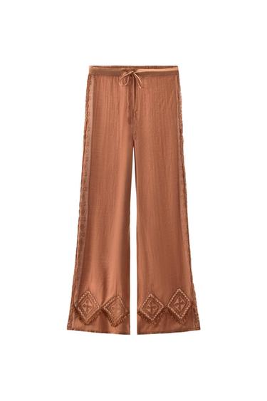LIMITED EDITION RHOMBUS LACE TROUSERS - Brick by Zara - Image 0