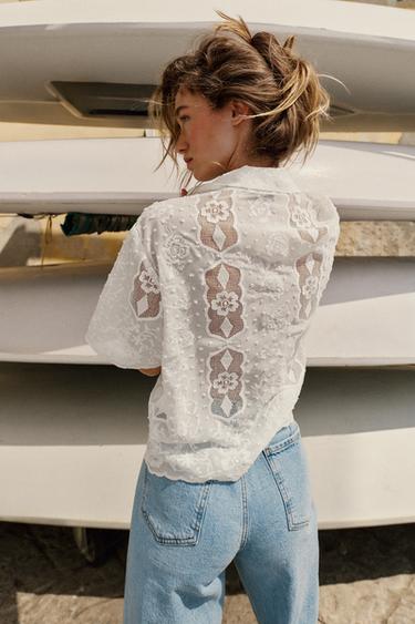 EMBROIDERED SHORT SLEEVE SHIRT - White by Zara - Image 2