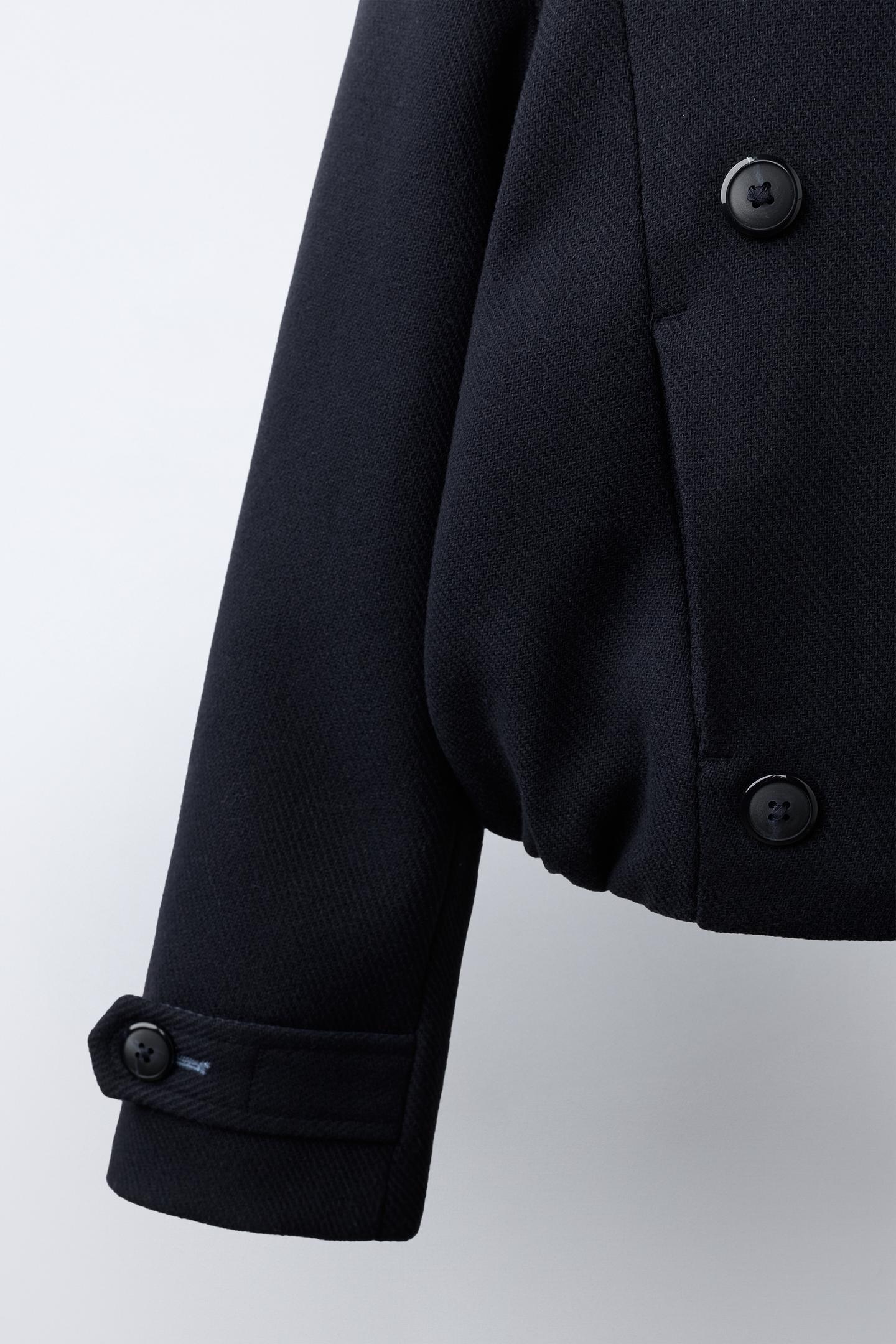 Детское пальто Zara Short Wool-Blend, цвет: Тёмно-синий — фото 7