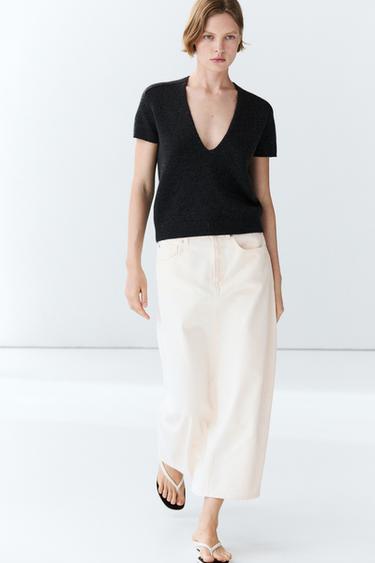 Zara 100% cashmere knit short sleeve sweater - Anthracite grey