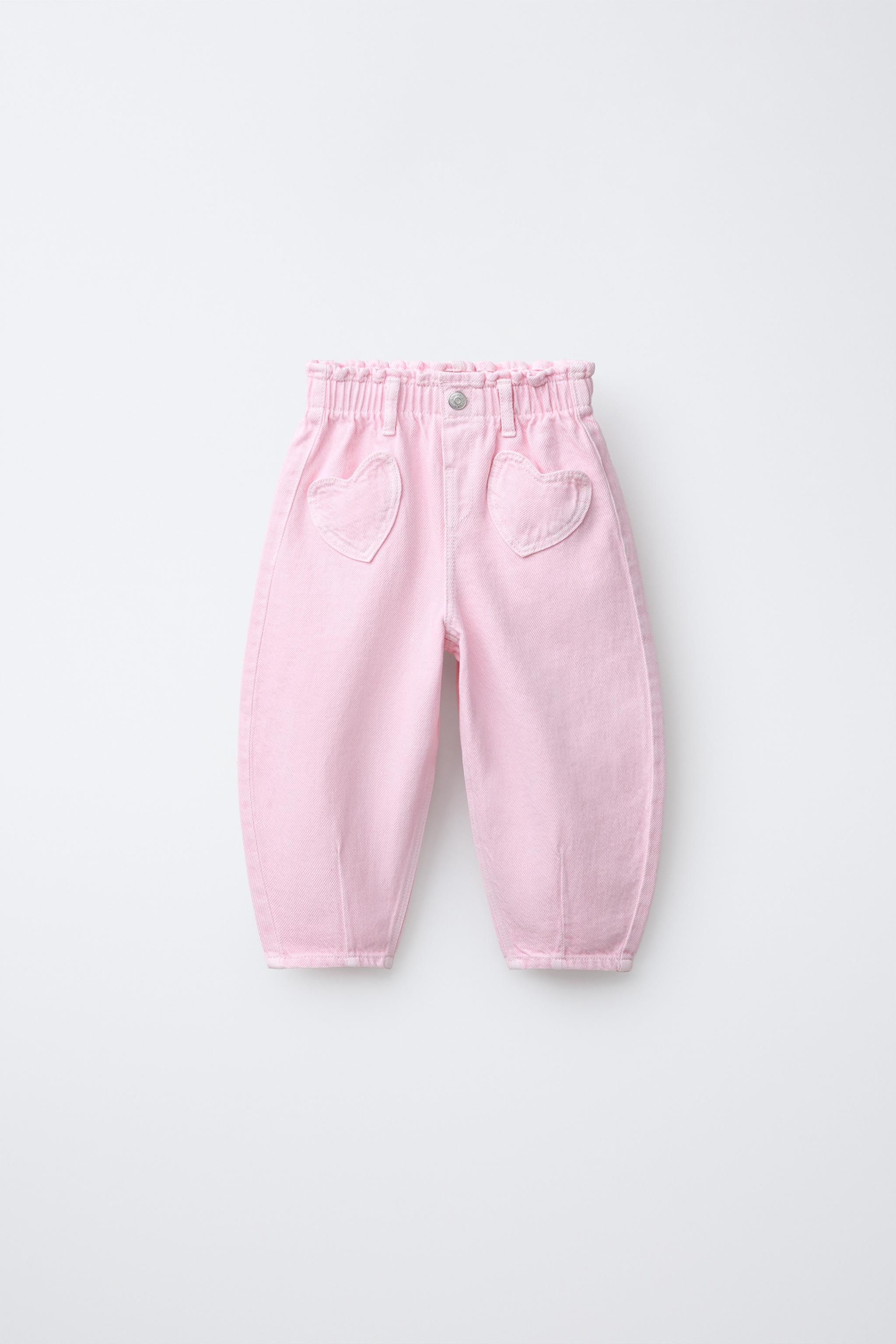 TWILL BAGGY PANTS WITH HEART POCKETS - Pink | ZARA United States