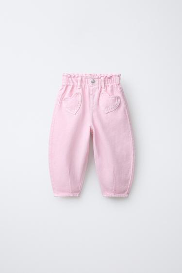 Pantalones baggy de twill con bolsillos de corazón