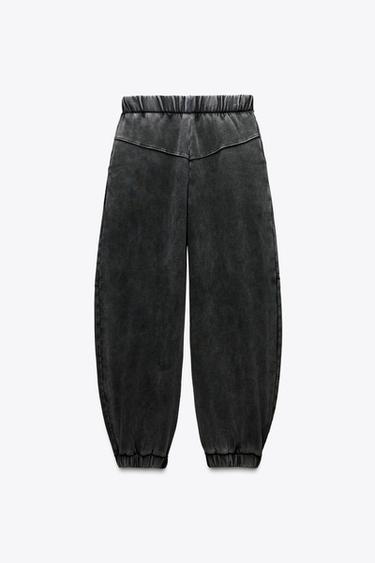 FADED-EFFECT PLUSH TROUSERS - Anthracite grey by Zara - Image 1