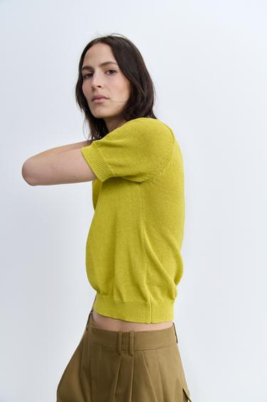PLAIN RUSTIC KNIT TOP - Lime by Zara - Image 1