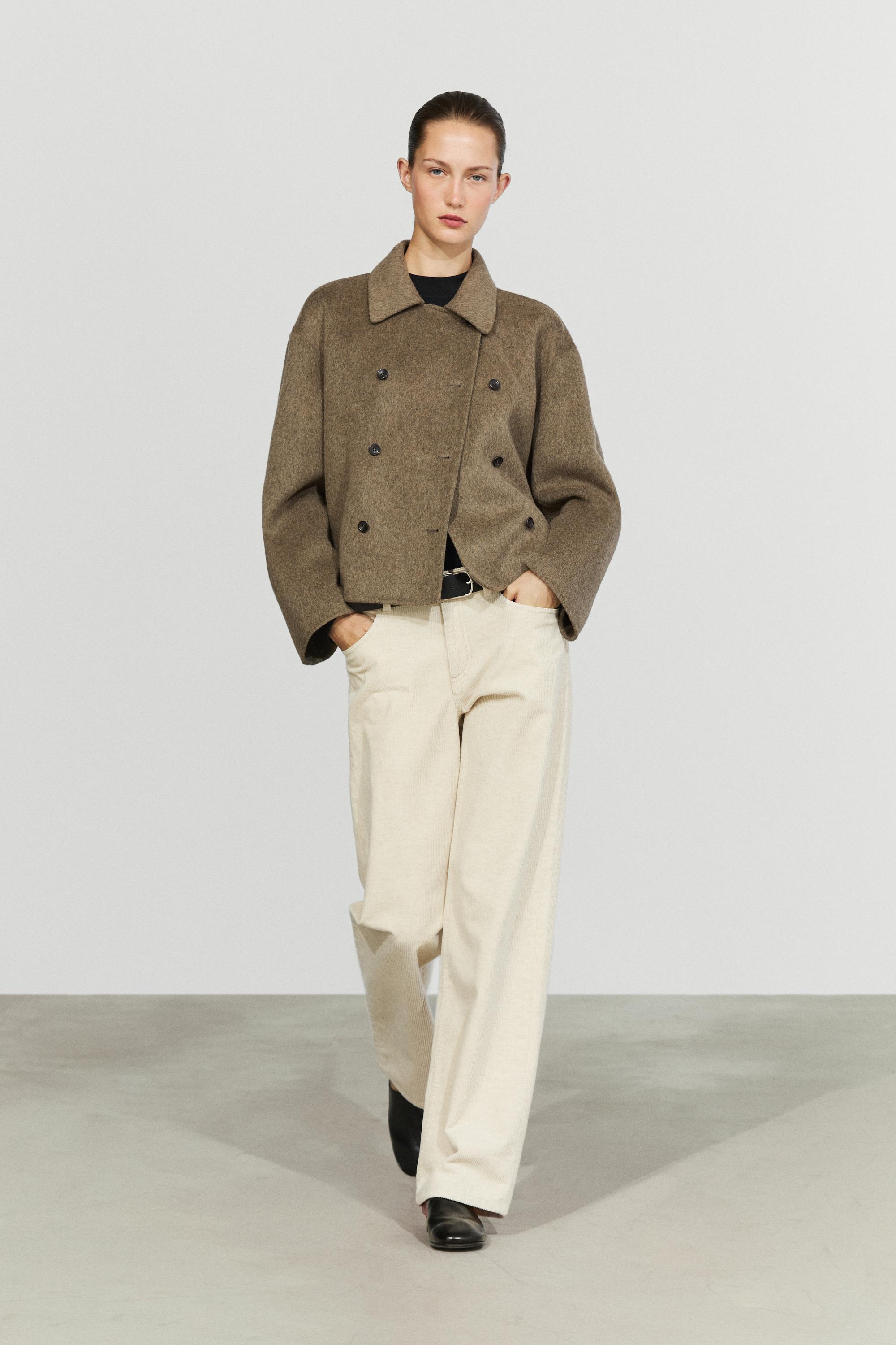 Short wool-blend trench coat