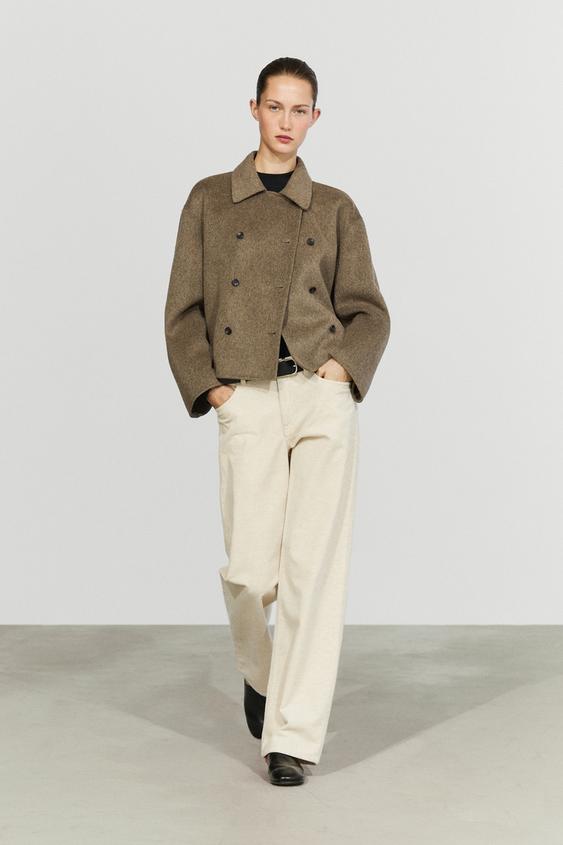 Zara Short wool-blend trench coat - Brown - Image 0