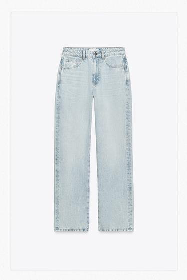 Zara Z.03 REGULAR FIT HIGH WAIST LONG LENGTH JEANS - Light blue
