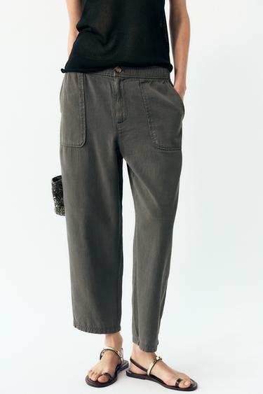 PANTALON TAILLE ÉLASTIQUE - Gris anthracite de Zara - Image 1