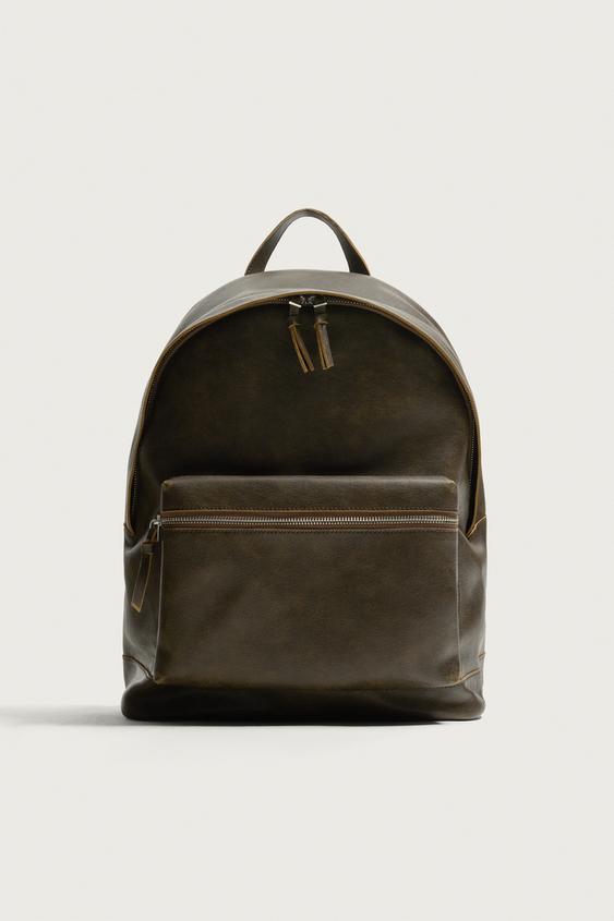 MOCHILA EFECTO DESGASTADO - Marrón de Zara - Imaxe 0