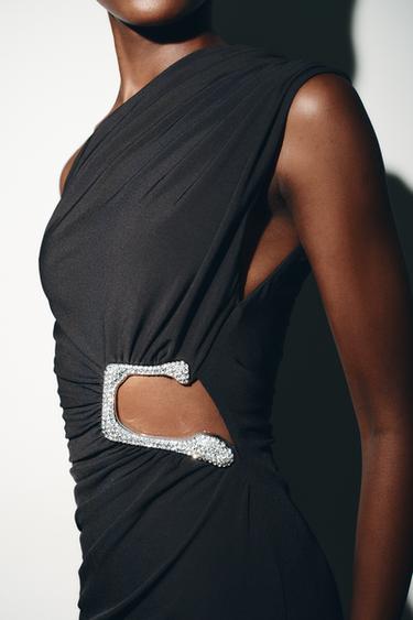 ROBE COURTE DRAPÉE PAILLETTES - Noir de Zara - Image 2