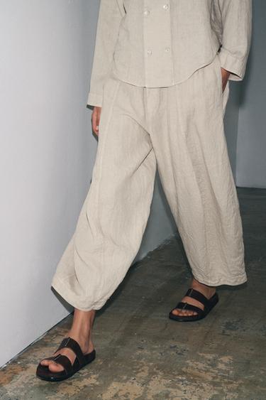LINEN TROUSERS ZW COLLECTION - Light beige by Zara - Image 2