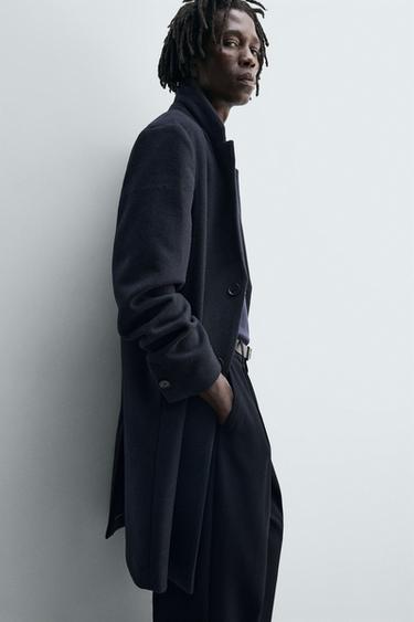 REGULAR FIT WOOL COAT - Navy blue by Zara - Image 5