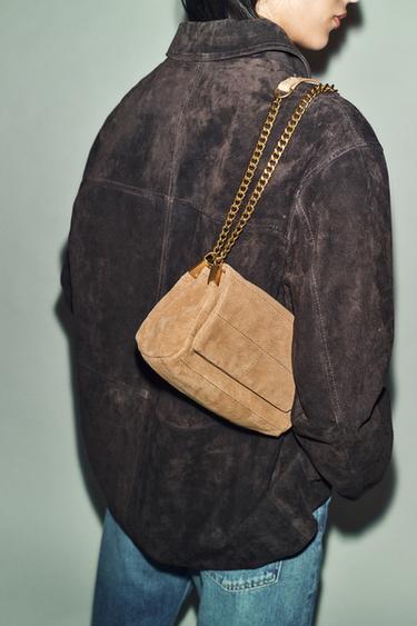 LEATHER SHOULDER BAG - SAND/BROWN by Zara - Image 1