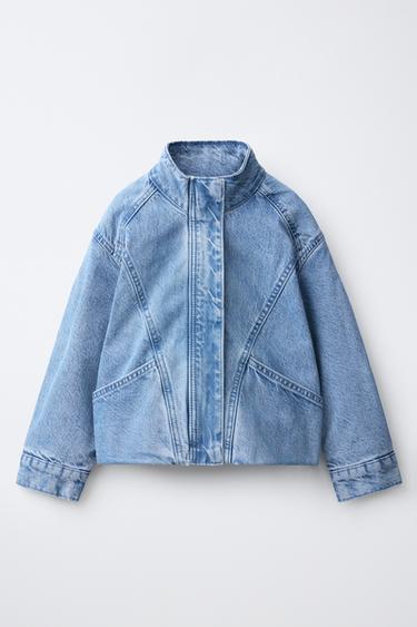 Zara STITCHED DENIM JACKET - Blue - Image 0