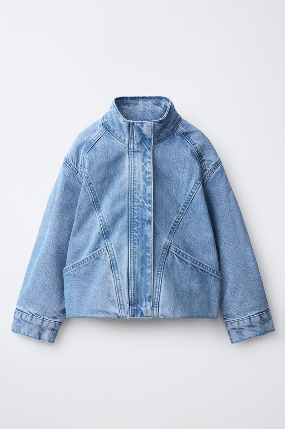 CAZADORA DENIM COSTURAS - Azul de Zara - Imagen 0