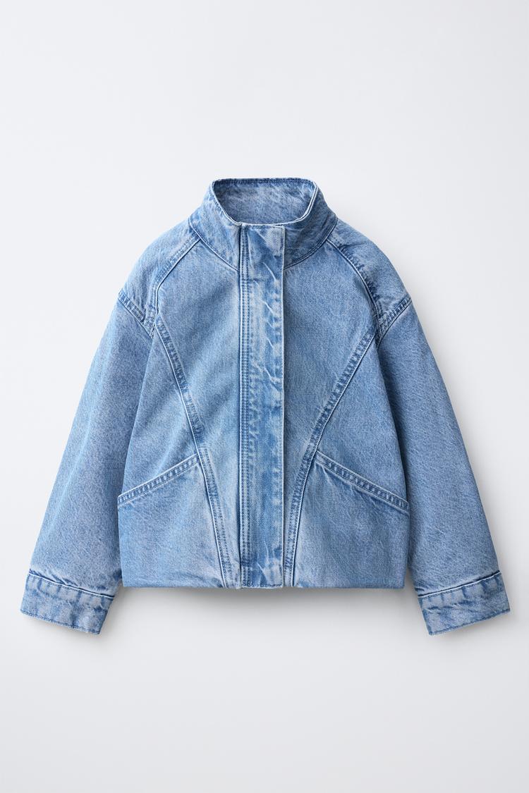 STITCHED DENIM JACKET — Blue