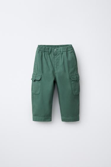 PANTALÓN CANVAS CARGO - Verde / Azul de Zara - Imagen 0