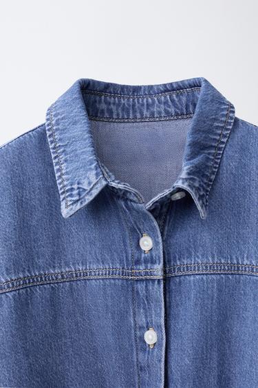 CHEMISE EN DENIM À NŒUD - Bleu de Zara - Image 2