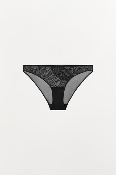 BRAGUITA MESH ENCAJE - Negro de Zara
