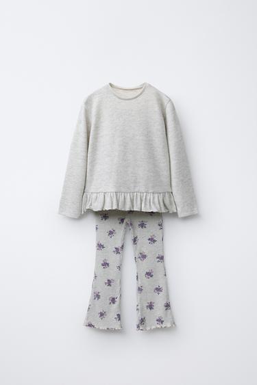 PRINTED SOFT TOUCH T-SHIRT AND LEGGINGS SET - Grey marl by Zara
