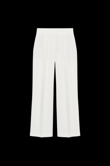 ZW COLLECTION WIDE-LEG DARTED TROUSERS - Ecru by Zara - Image 0