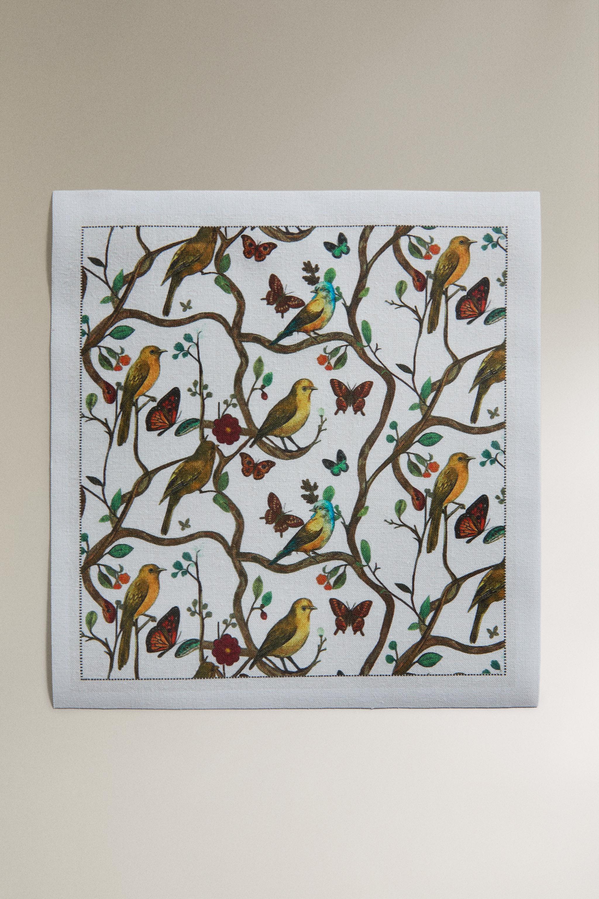BIRD PRINT NAPKIN ROLL (PACK OF 20) | MARISA BERENSON — Ecru