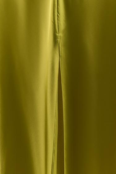 SATIN MIDI SKIRT - Olive green by Zara - Image 8