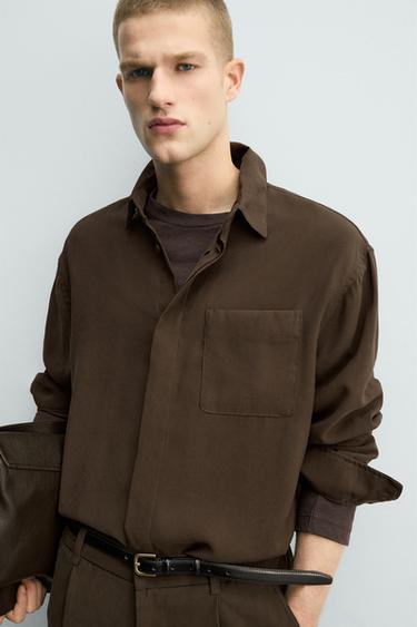 CHEMISE FLUIDE RELAXED FIT - Marron de Zara - Image 5