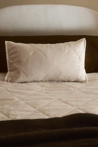 CHILDREN'S STRIPED COTTON QUILT - Brown by Zara